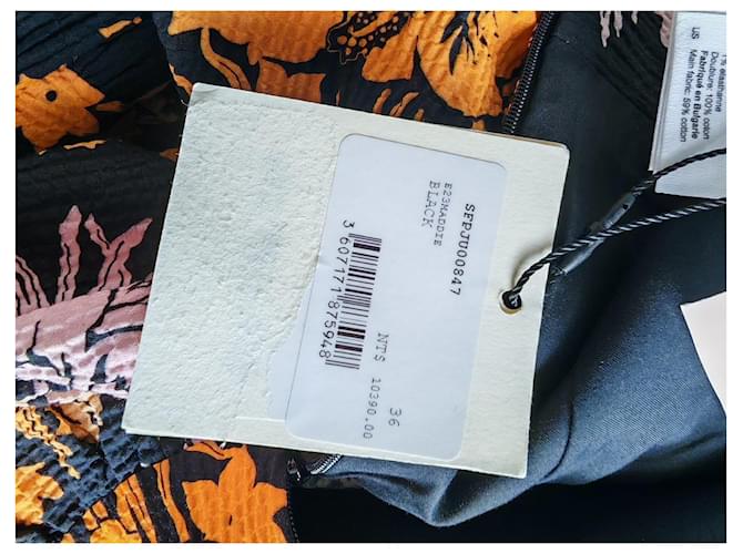 Falda Sandro con estampado floral Negro Rosa Naranja - vista 8