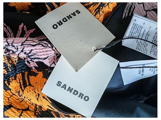 Falda Sandro con estampado floral Negro Rosa Naranja - vista 9