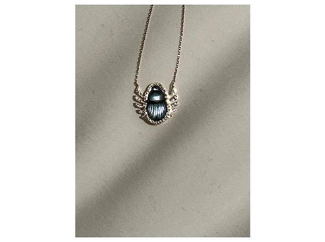 Autre Marque Lito Collana Scarabeo Angelica con Diamanti Bianco Blu D'oro - vista 4
