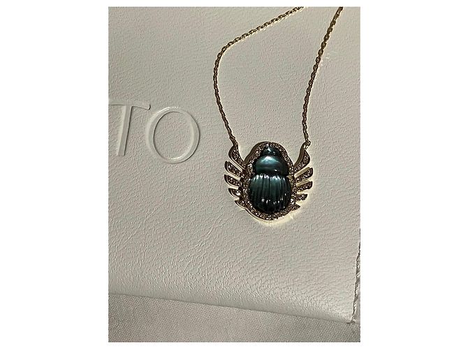 Autre Marque Lito Collana Scarabeo Angelica con Diamanti Bianco Blu D'oro - vista 8