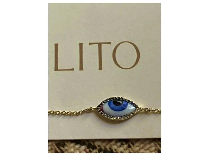 Autre Marque Lito Bracciale Petit Blue Evil Eye in Oro Giallo e Zaffiri Bianco D'oro - vista 3