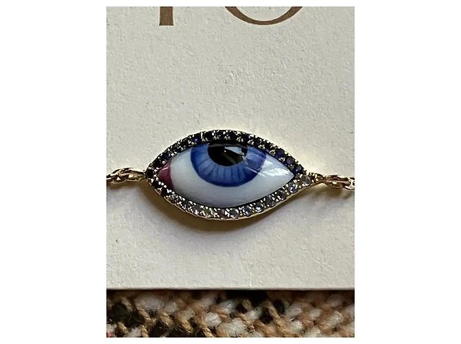 Autre Marque Lito Bracciale Petit Blue Evil Eye in Oro Giallo e Zaffiri Bianco D'oro - vista 4