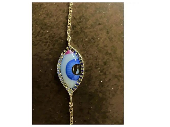 Autre Marque Lito Bracciale Petit Blue Evil Eye in Oro Giallo e Zaffiri Bianco D'oro - vista 5