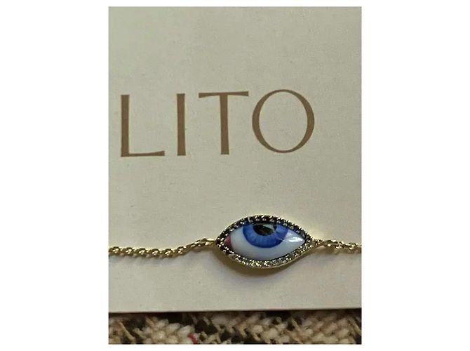Autre Marque Lito Bracciale Petit Blue Evil Eye in Oro Giallo e Zaffiri Bianco D'oro - vista 8