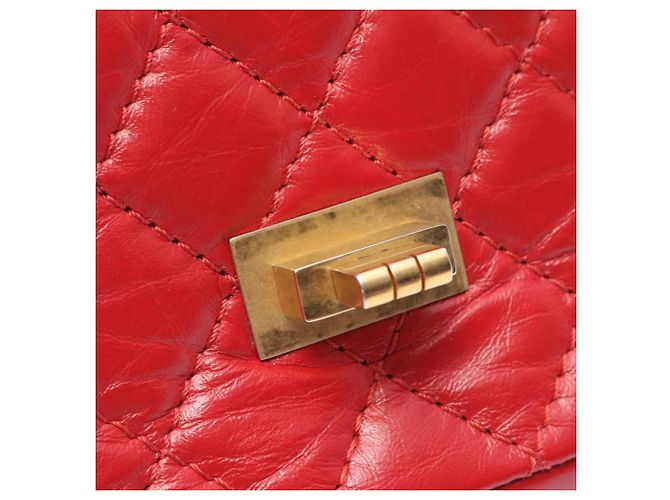 Borsa a tracolla Chanel 2.55 in pelle di vitello rossa Rosso - vista 7