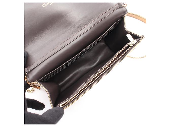 Borsa a mano in pelle dorata Christian Dior D'oro - vista 3
