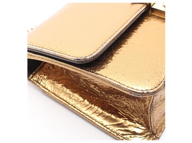 Borsa a mano in pelle dorata Christian Dior D'oro - vista 5