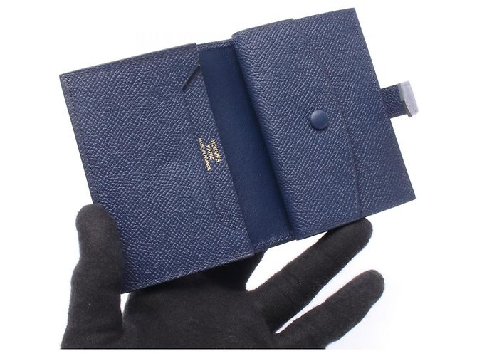 Tarjetero Mini Business Hermès Bearn Azul marino - vista 3
