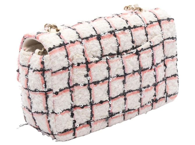 Borsa a Spalla Chanel Mini Matelassé 20 Nero Rosa Bianco - vista 2