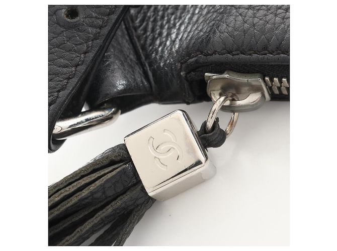 Timeless Borsa a mano/Borsa a tracolla Chanel in pelle nera con frange Nero - vista 8