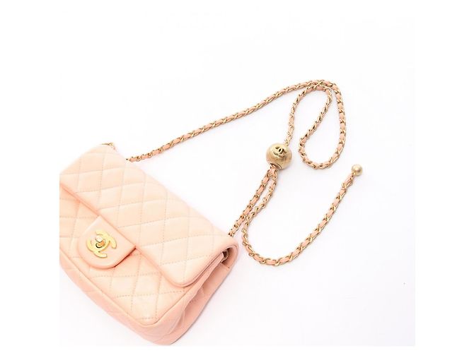 Borsa a tracolla Chanel Mini Matelassé 20 in agnello rosa - vista 11