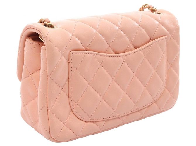 Borsa a tracolla Chanel Mini Matelassé 20 in agnello rosa - vista 2
