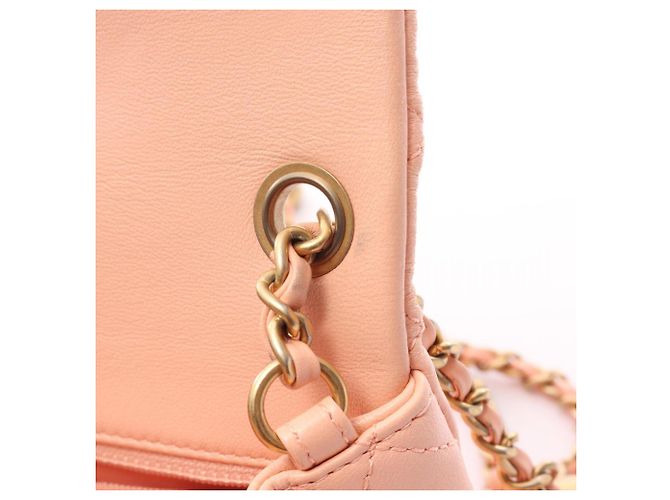 Borsa a tracolla Chanel Mini Matelassé 20 in agnello rosa - vista 7