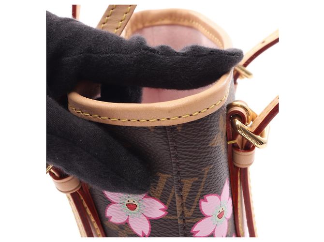 Borsa Louis Vuitton LV x TM Nano Bucket Monogram Cherry Blossom Marrone Multicolore - vista 7