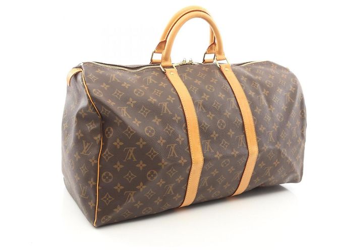 Borsa Boston Louis Vuitton Keepall 50 Monogram Marrone Monogramma - vista 2