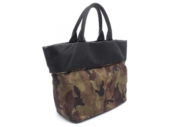 Borsa Tote Reversibile Prada Camouflage Nero Multicolore Cachi - vista 2