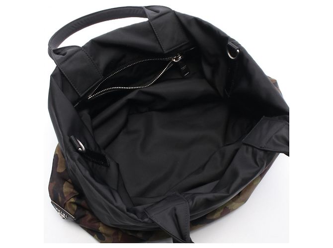 Borsa Tote Reversibile Prada Camouflage Nero Multicolore Cachi - vista 3