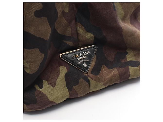 Borsa Tote Reversibile Prada Camouflage Nero Multicolore Cachi - vista 5