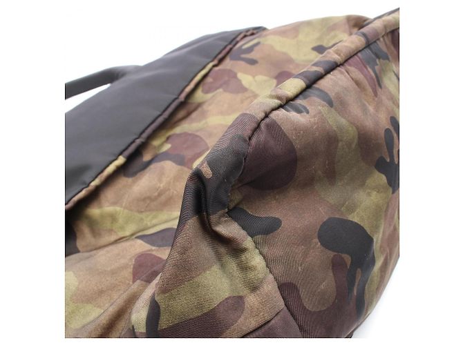 Borsa Tote Reversibile Prada Camouflage Nero Multicolore Cachi - vista 7