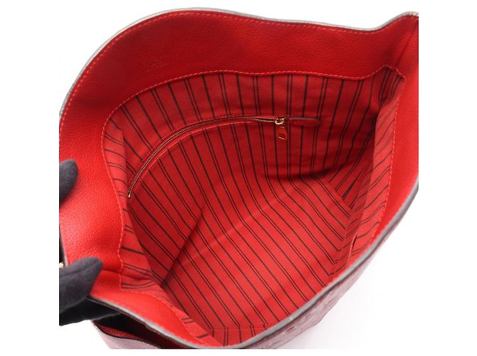 Borsa a tracolla Louis Vuitton Bagatelle Monogram Empreinte Nero Rosso - vista 3