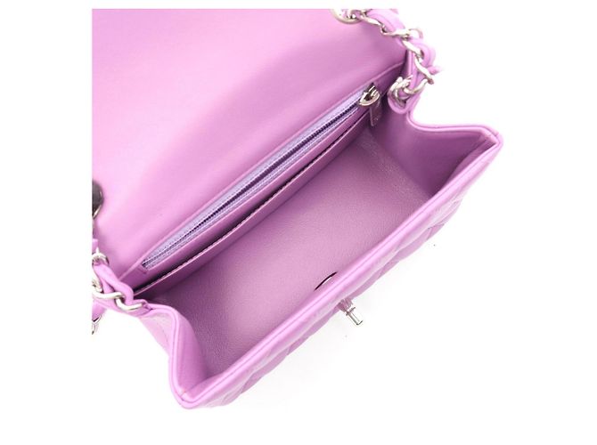 Borsa a Spalla Chanel Mini Matelassé Porpora - vista 3