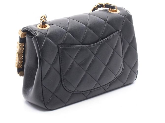 Borsa Chanel Mini Flap in agnello nero - vista 2