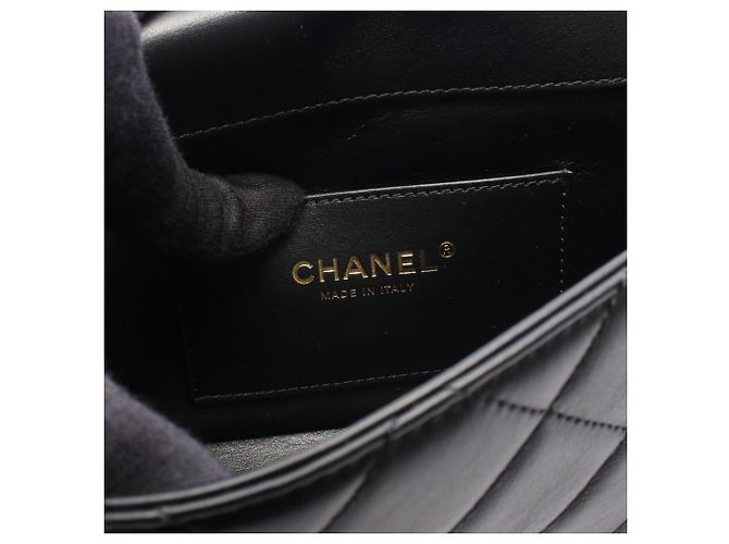 Borsa Chanel Mini Flap in agnello nero - vista 4