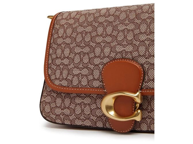 Coach Soft Tabby Borsa a Spalla in Micro Jacquard Signature Marrone Monogramma - vista 4