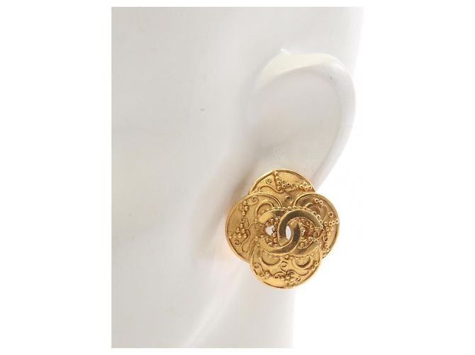 Orecchini a clip Chanel Coco Mark Flower placcati oro D'oro - vista 4