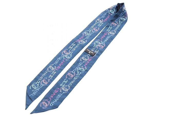 Foulard in seta Chanel Coco Mark Multicolore Blu navy - vista 3