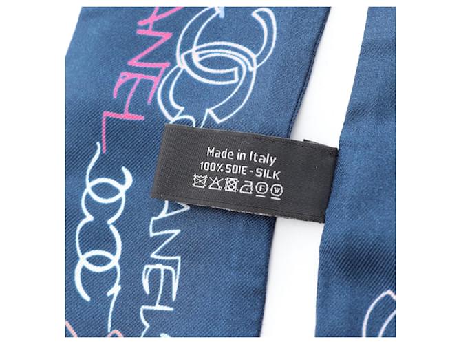 Foulard in seta Chanel Coco Mark Multicolore Blu navy - vista 5