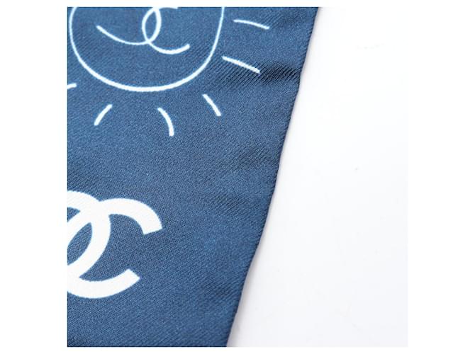 Foulard in seta Chanel Coco Mark Multicolore Blu navy - vista 7