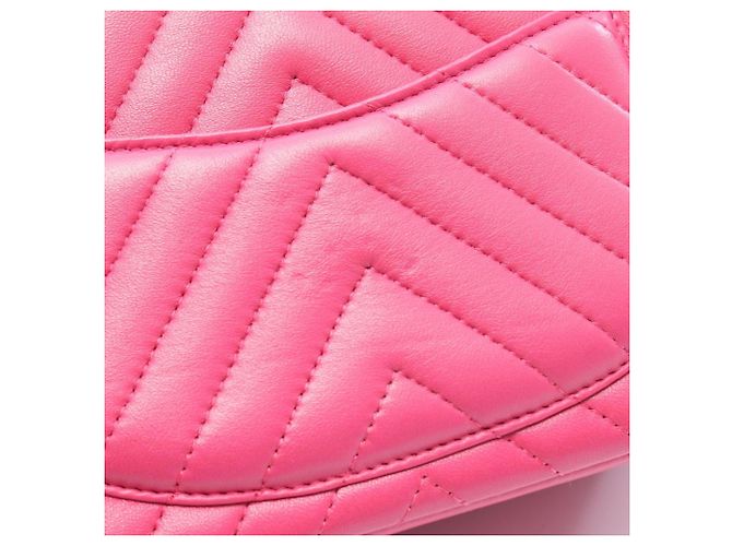 Mini borsa a tracolla Chanel Chevron V-Stitch Rosa - vista 8