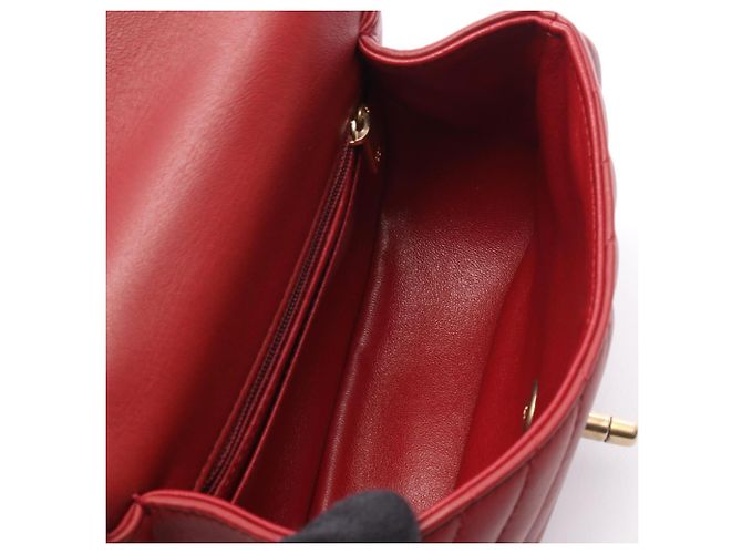 Mini borsa a tracolla 2-way Chanel Top Handle Chevron V-Stitch Rosso - vista 3