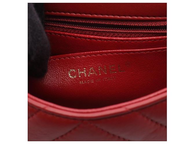 Mini borsa a tracolla 2-way Chanel Top Handle Chevron V-Stitch Rosso - vista 4