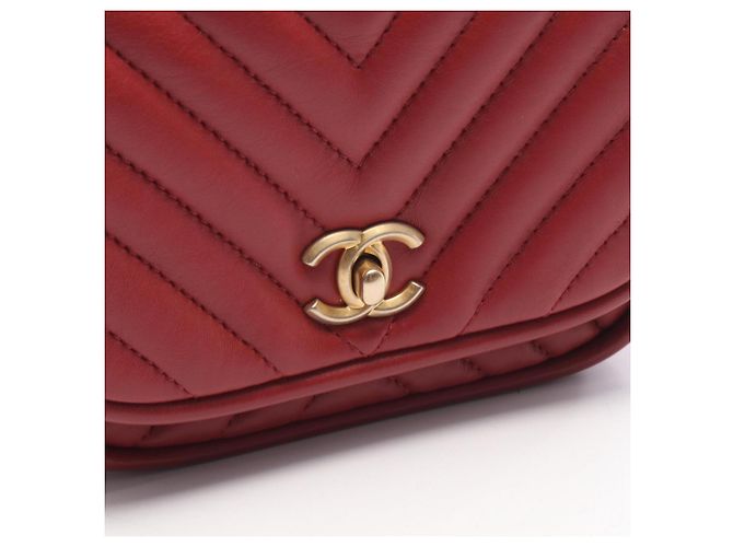 Mini borsa a tracolla 2-way Chanel Top Handle Chevron V-Stitch Rosso - vista 7