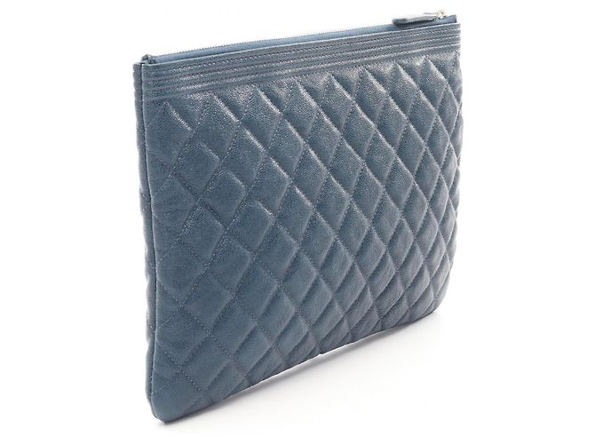 Chanel Boy Second Bag Clutch Handtasche Marineblau - Ansicht 2