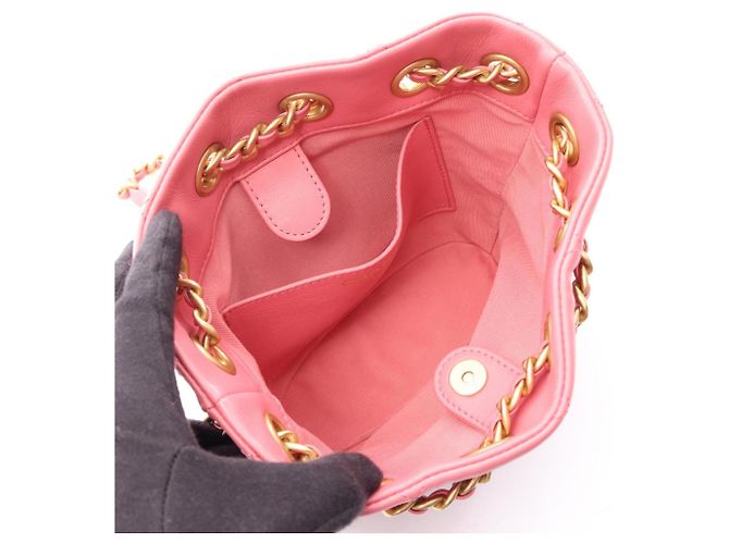 Borsa a tracolla Chanel Matelassé in agnello rosa - vista 3