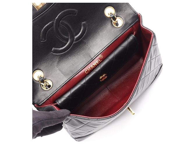 Borsa a tracolla Chanel Matelassé in agnello nero - vista 3