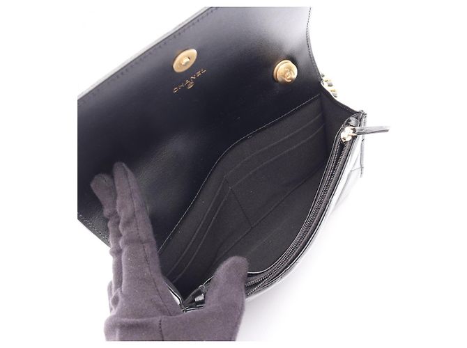 Borsa a mano Chanel Matelassé in pelle nera Nero - vista 3