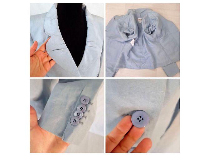 Armani Collezioni Tailleur Pantalone in Lino e Seta Azzurro Blu chiaro - vista 10