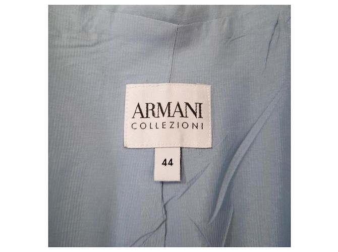 Armani Collezioni Tailleur Pantalone in Lino e Seta Azzurro Blu chiaro - vista 2