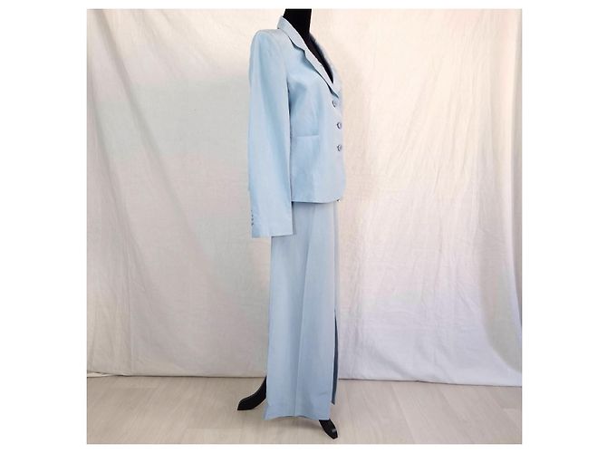 Armani Collezioni Tailleur Pantalone in Lino e Seta Azzurro Blu chiaro - vista 3