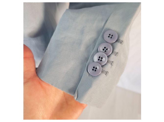 Armani Collezioni Tailleur Pantalone in Lino e Seta Azzurro Blu chiaro - vista 4