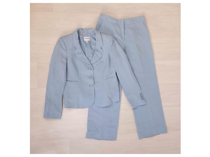 Armani Collezioni Tailleur Pantalone in Lino e Seta Azzurro Blu chiaro - vista 5
