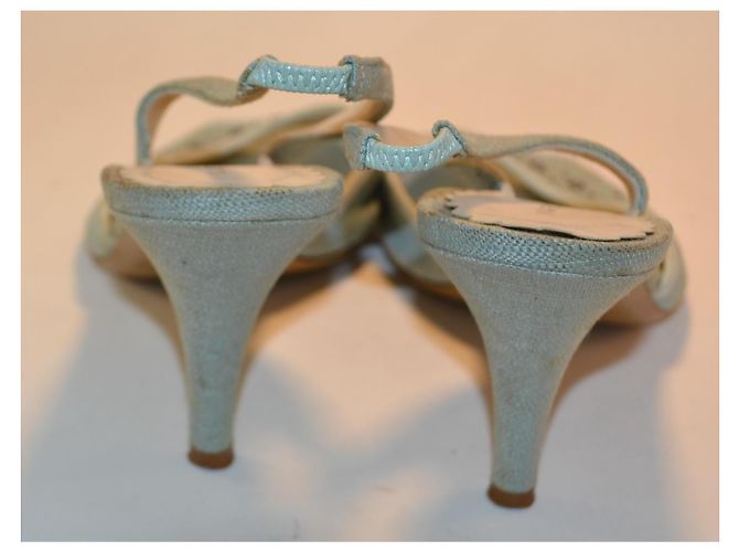 Marc Jacobs Slingback-Sandalen Hellblau Canvas Strass - Ansicht 3