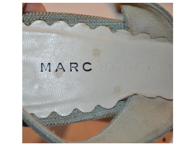 Marc Jacobs Slingback-Sandalen Hellblau Canvas Strass - Ansicht 6