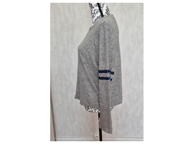 Bellerose feiner Pullover grau Baumwolle Leinen Dunkelblau - Ansicht 3