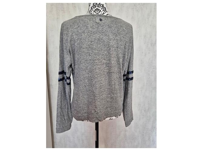 Bellerose feiner Pullover grau Baumwolle Leinen Dunkelblau - Ansicht 4