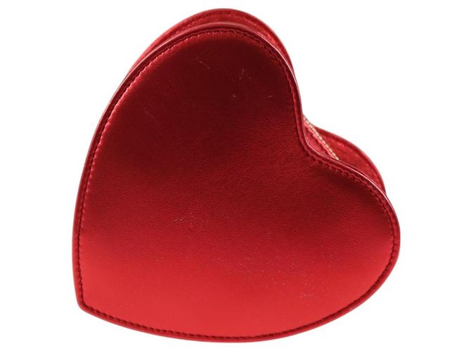 Saint Laurent Love Heart Chain Leather Mini Rosso - vista 2